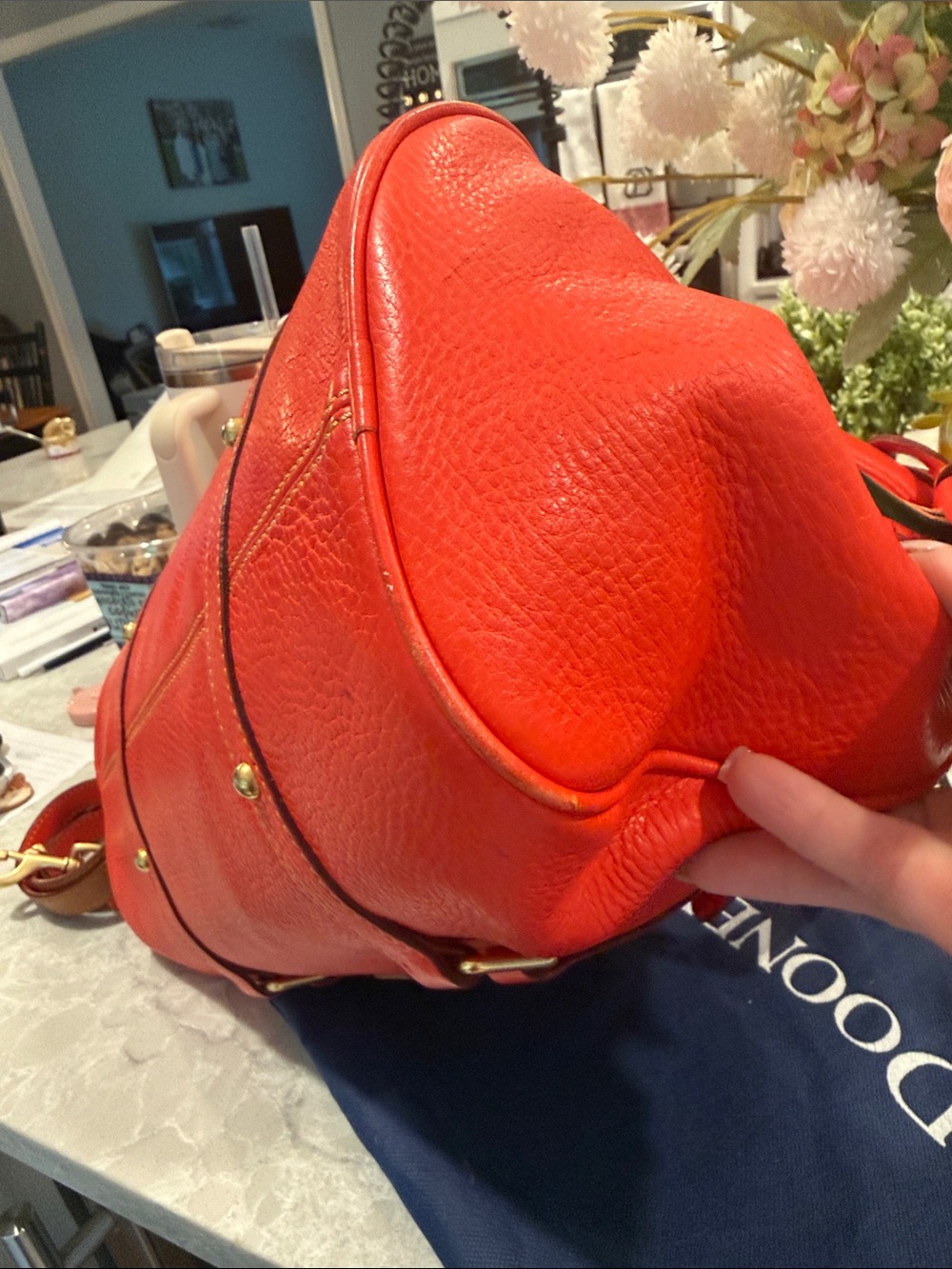 Dooney and Bourke large Florentine satchel in strawberry - Picture 5 of 12